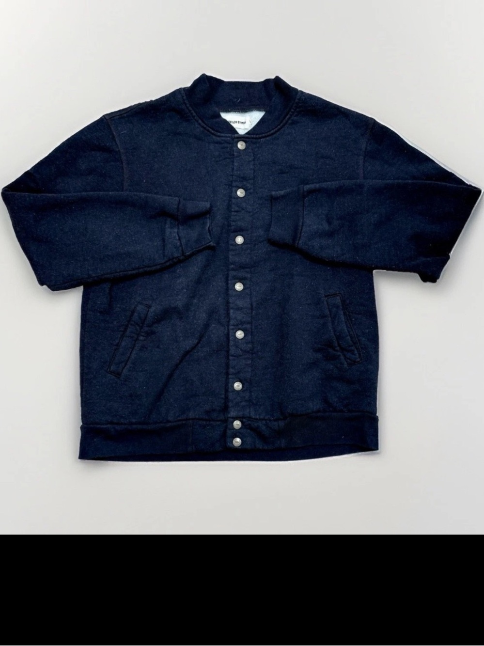 Taylor Stitch Navy Bomber Varsity Snap-Front Jacket XL 44